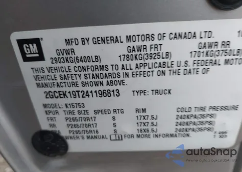 2004 Chevrolet Silverado 1500 Z71 from USA, damaged, VIN 2GCEK19T241196813